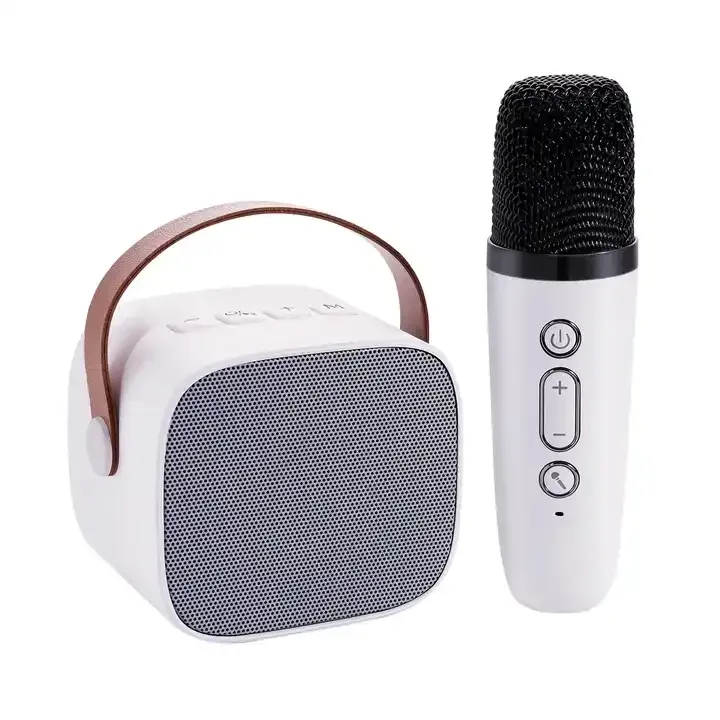 K12 mini máquina de karaokê portátil bluetooth 5.0 alto-falante microfones sem fio led música ritmo luz casa família cantando máquina