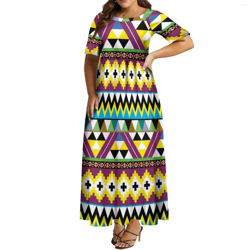 Party Dresses Customized Women's Dress African Art Design Pattern Retro Puffy Evening Temperament Summer Long