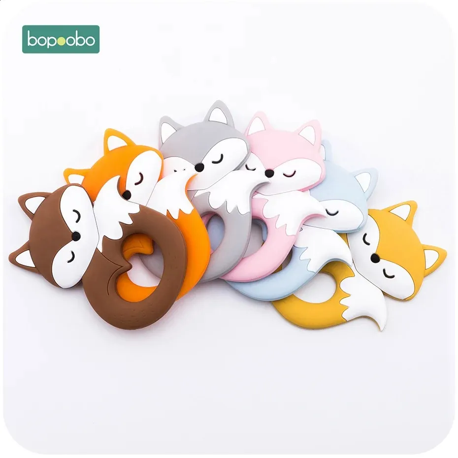 Bopoobo 5 шт. силиконовый кулон в виде лисы для соски, детские игрушки, пищевой силикон, крошечный стержень, детские прорезыватели для зубов, игрушки для детей, подарки 240308