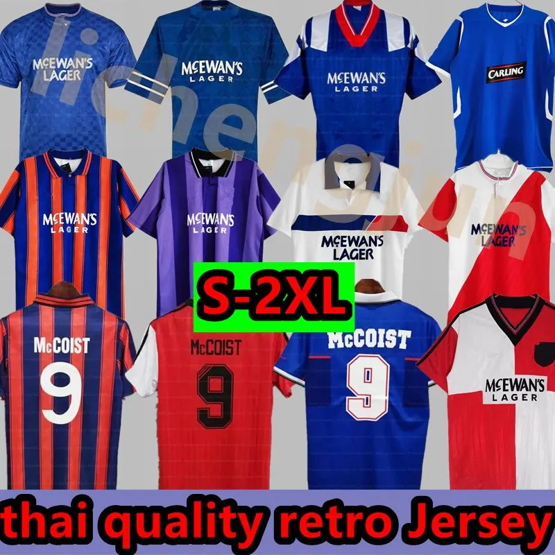 Maglie da calcio personalizzate Glasgow Rangers Retro GASCOIGNE 1982 1984 82 83 84 86 87 90 92 93 94 95 96 97 99 2001 02 03 MCCOIST ALBERTZ Maglia da calcio classica da uomo vintage in jersey