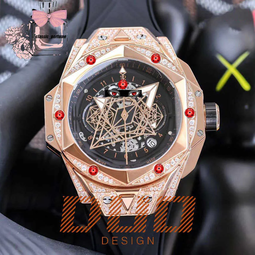 Orologio di marca di lusso Originale Passa il test del diamante moissanite VVS 45mm Automatico in oro rosa da uomo Orologi orologio da polso di design Orologio meccanico hip hop di alta qualità