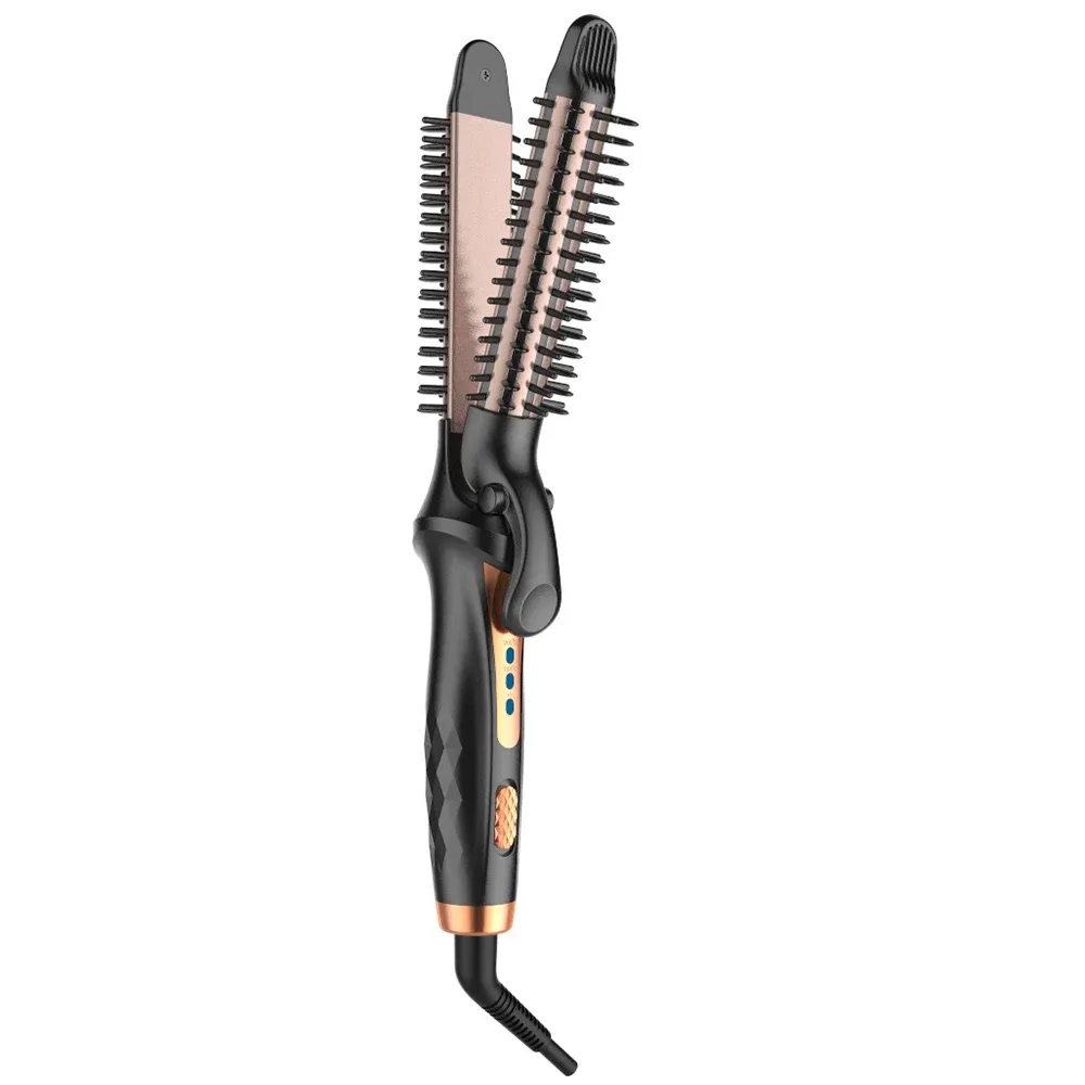 Ütüler 3, 1 saç düzleştirici ve kıvırıcı negatif iyonik saç fırçası demir seramik düz demir saç düzleştirme fırçası kıvırma demir