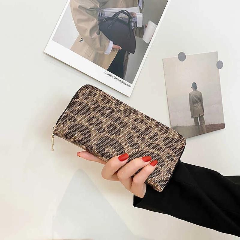 Portfel damski Leopard Drukuj sprzęgło Multi -Card Pocket Pocket Telefon Bag