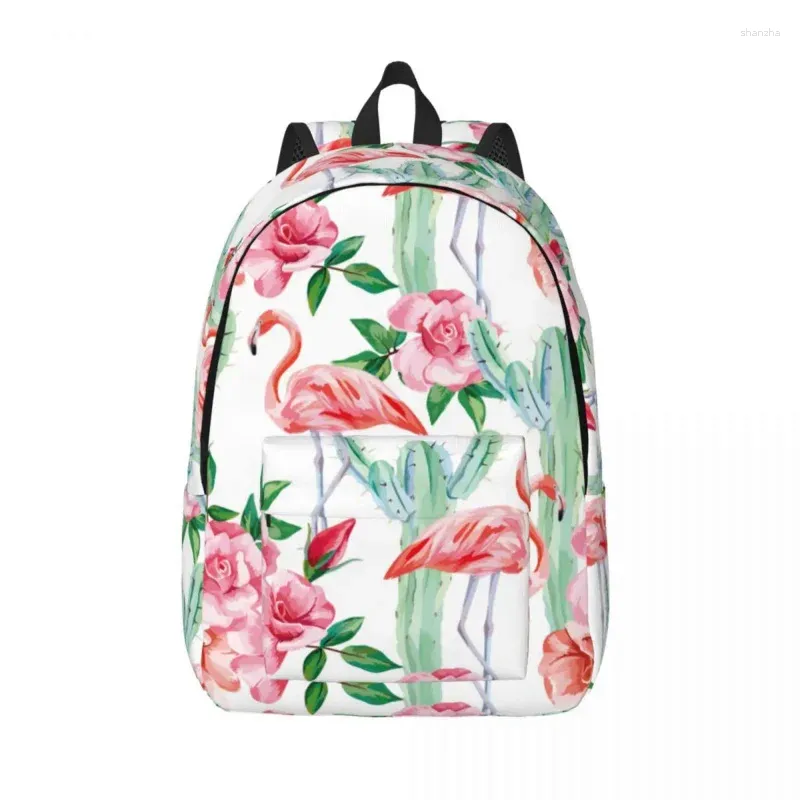 Storage Bags Pink Flamingo Cactus Roses Male School Student Female Large Capacity Laptop Backpack