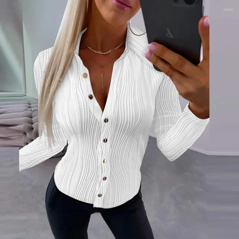 Camicette da donna Vintage 2024 Autunno Pieghe Skinny Manica lunga Sexy Top Harajuku Moda Elegante Camicie femminili Office Lady Clothes