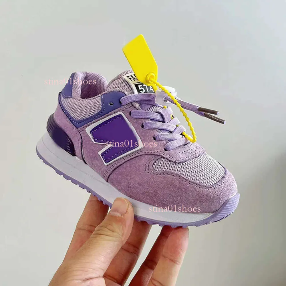 Sapatos esportivos de couro genuíno para meninas 2024 nova primavera outono tênis infantis meninos moda em forma de n crianças sapato tamanho 23-40 csd2403084 n57