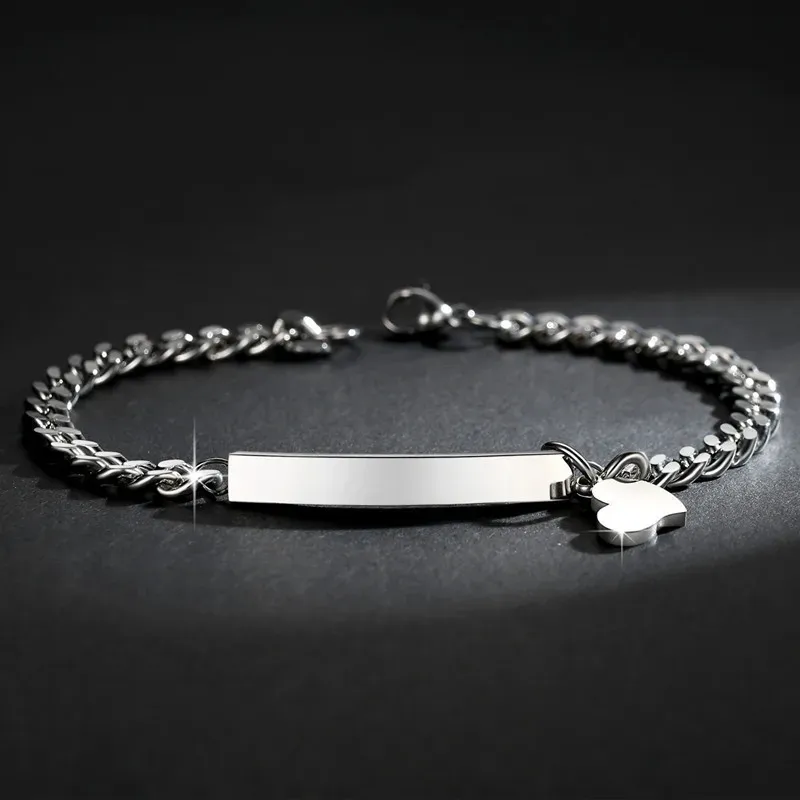 Bracelet en or 14 carats, accessoire de signe incurvé gravé, chaîne pendentif cœur Simple et à la mode, bricolage
