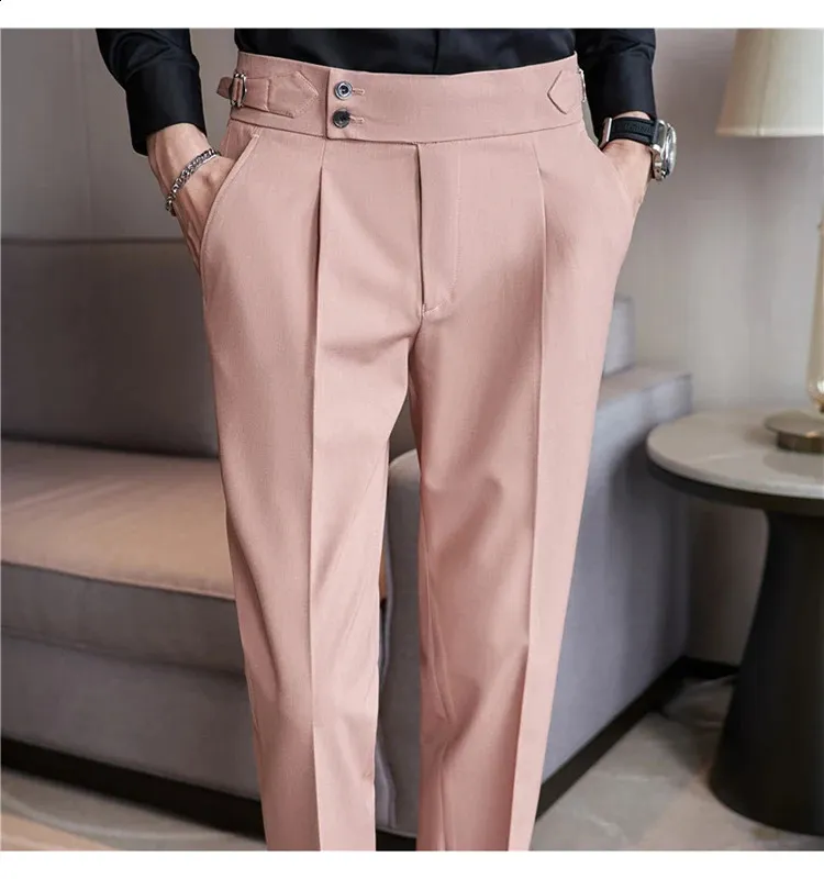 Men's High Waist Casual Dress Pants Autumn British Style Pink Flannel  Trousers from Dhgate Men's Pants - price 65.67