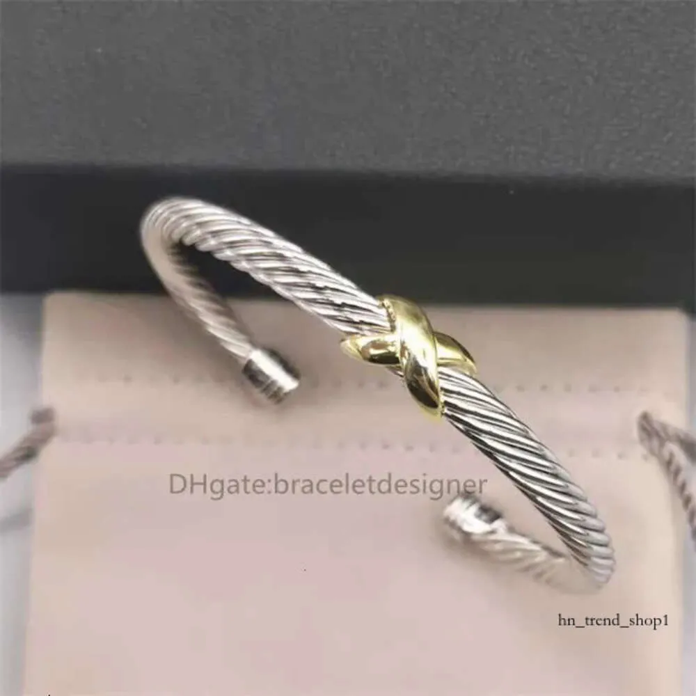 Designer Fashion Jewelry Twisted X Bracelet Gold Charm Sliver 925 Sterling Silver Bracelets Braided Cross Bangle Diamond Zircon Luxury Birthday Gift for Women 573