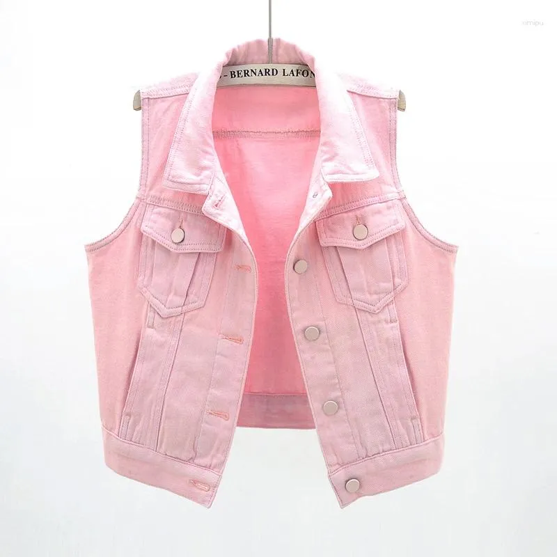 Damesvesten Roze Denim Vest Voor Dames Koreaans Slank Mouwloos Jasje Casual Vest 3XL 4XL 5XL Plus Size Jeansjas Vrouwelijke Zomer