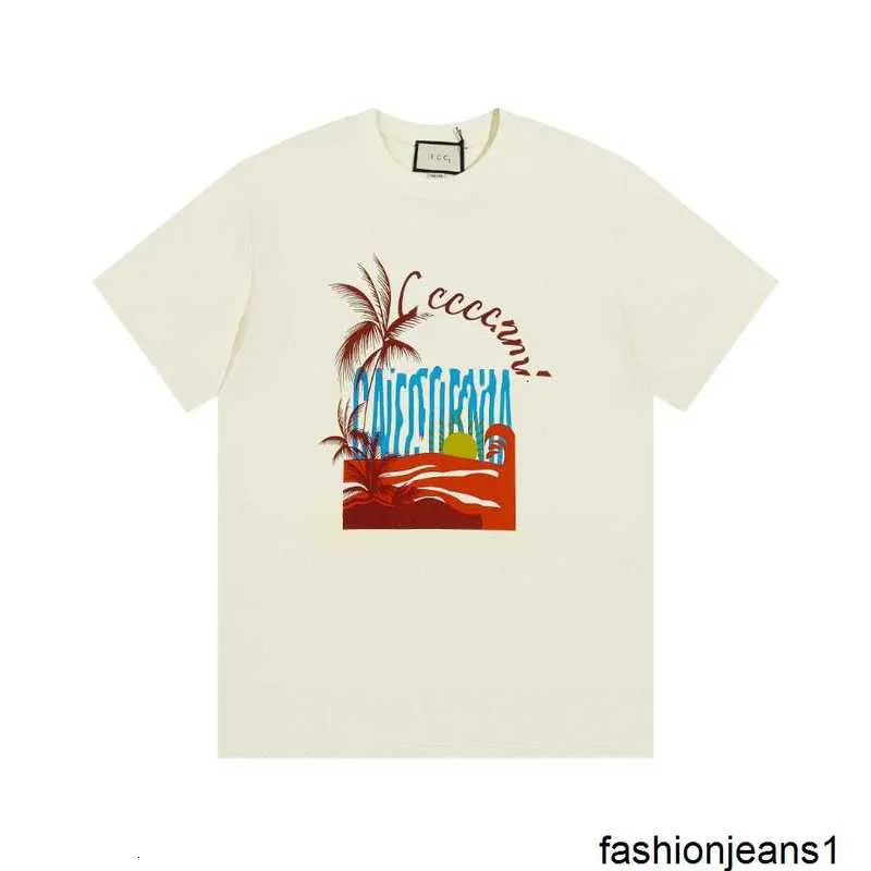 Проверенная версия правильная версия. Роскошный модный бренд, пляжная футболка с короткими рукавами и принтом кокосовой пальмы для мужчин и женщин, летняя высокая версия {категория}