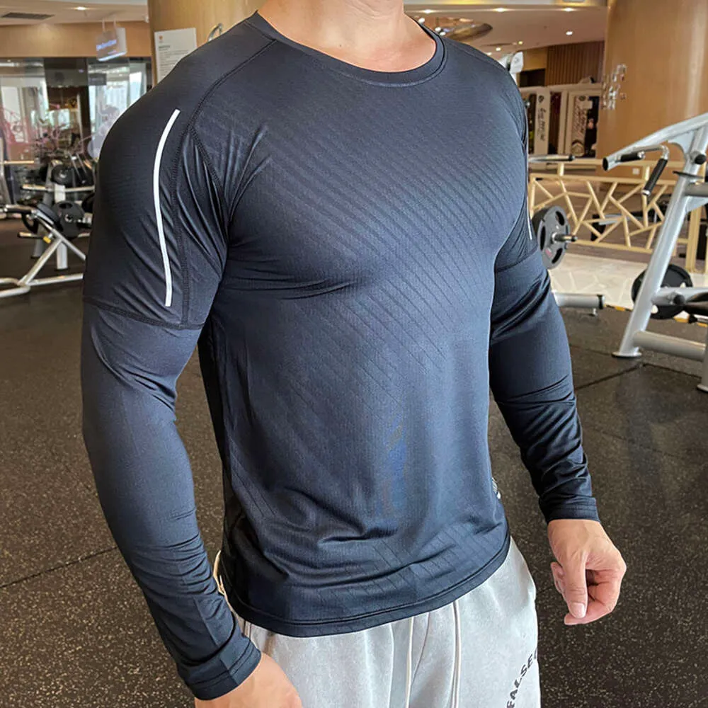 Lu Align T Shirt Running Long Sleeve Men Fiess Bodybuilding Tight Autumn Summer 2023 Workout Sports Tee Top Gym Quick Dry ight Le