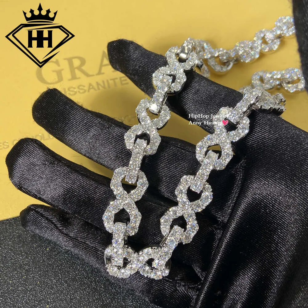 Hip Hop bijoux infini lien conception collier 925 argent glacé Bling Vvs Moissanite infini chaîne à maillons pour hommes