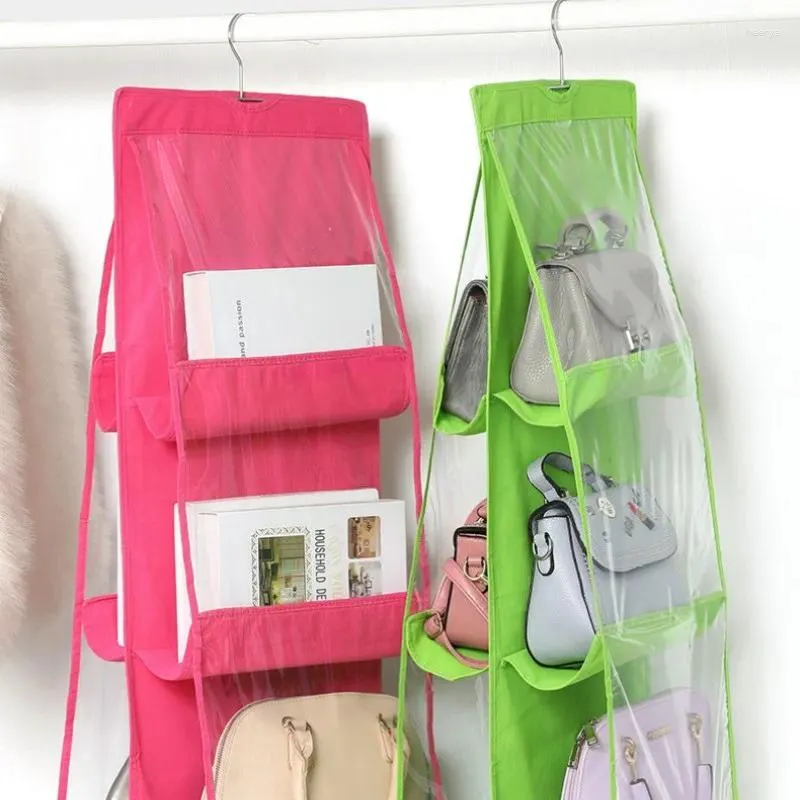 Förvaringspåsar väska hängande handväska arrangör för diverse garderob garderob transparent dörrvägg klar