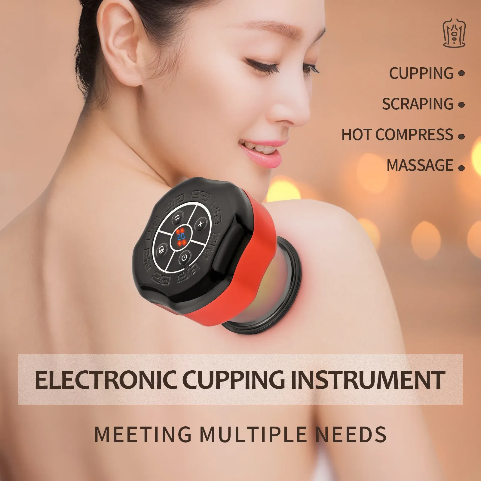 Enheter smarta vakuumkoppar massager kropp guasha andning skrapa massager fysioterapi varm komprimering av relax muskelavlastning trötthet