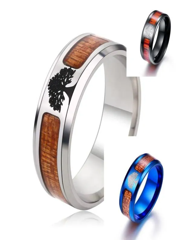 Cluster Rings Tree Of Life For Men Boy Wood Stainless Steel Anniversary Party Charm Trendy Jewelry US Size 6141063866