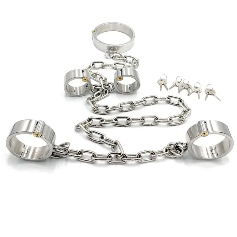 Stainless Steel Leg Irons Shackles Collar Adult Games BDSM Bondage  