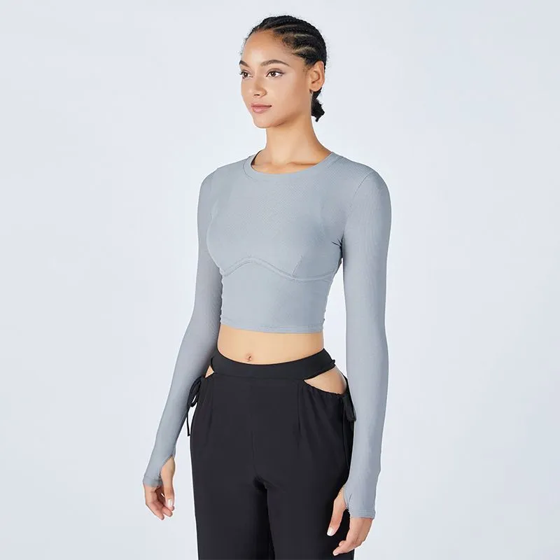 2024 alinhar LU-08 feminino yoga mangas compridas cor sólida nu esportes moldar cintura apertada fitness solto jogging roupas esportivas femininas de alta qualidade