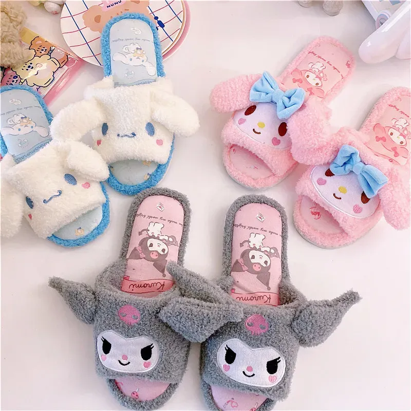 أحذية اليابانية على الطراز الياباني مفتوح أصابع النعال أنيمي النعال الداخلية Kawaii Home Shoes Woman Flat Nonslip Cartoon Gifts for Girl Blue Pink