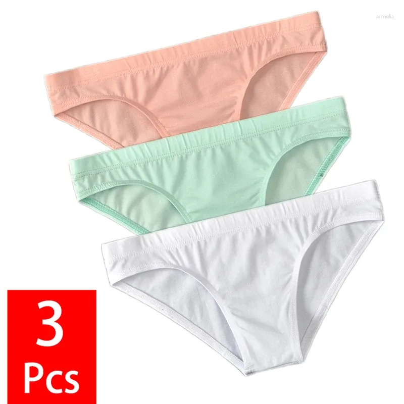 Onderbroek 3 stks/partij heren Slipje Sexy Man Ondergoed Slips Lage Taille Comfortabele U Ardennen Pouch Ademend Katoen Mannelijke ondergoed