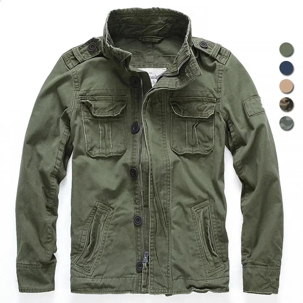 Men Military Jacket Men M65 Denim Retro Cargo Jacketes Outdoor Multi Pockets Camo Tops Field Casual Fashion Hiking Coats Uniform 240315