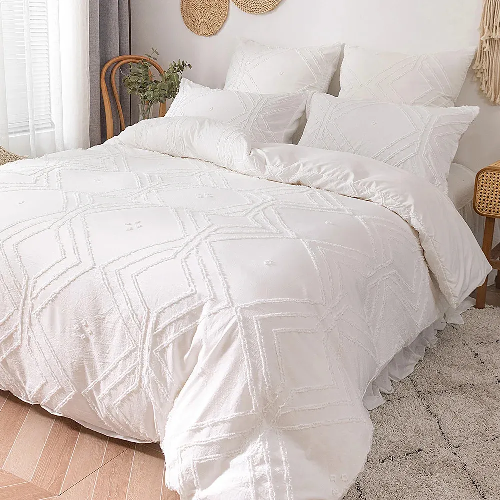 WOSTAR Summer white pinch pleat duvet cover 220x240cm luxury double bed quilt bedding set queen king size comforter 230308