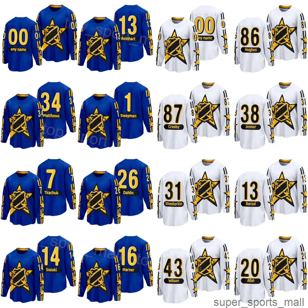 Damen Herren Jugend 2024 All-Star Hockey Trikot 88 David Pastrnak 1 Jeremy Swayman 26 Rasmus Dahlin 20 Sebastian Aho 38 Boone Jenner 93 Alex DeBrincat 72 Sergei Bobrovsky