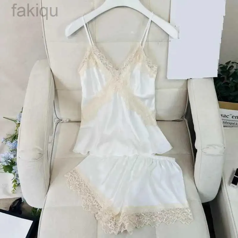 Sexy Pyjamas Summer Suspender Pajamas Set Women Sexy Lace Strap shorts Sleepwear Suit Lingerie Satin Pyjamas Nightwear Hom Clothes 24318