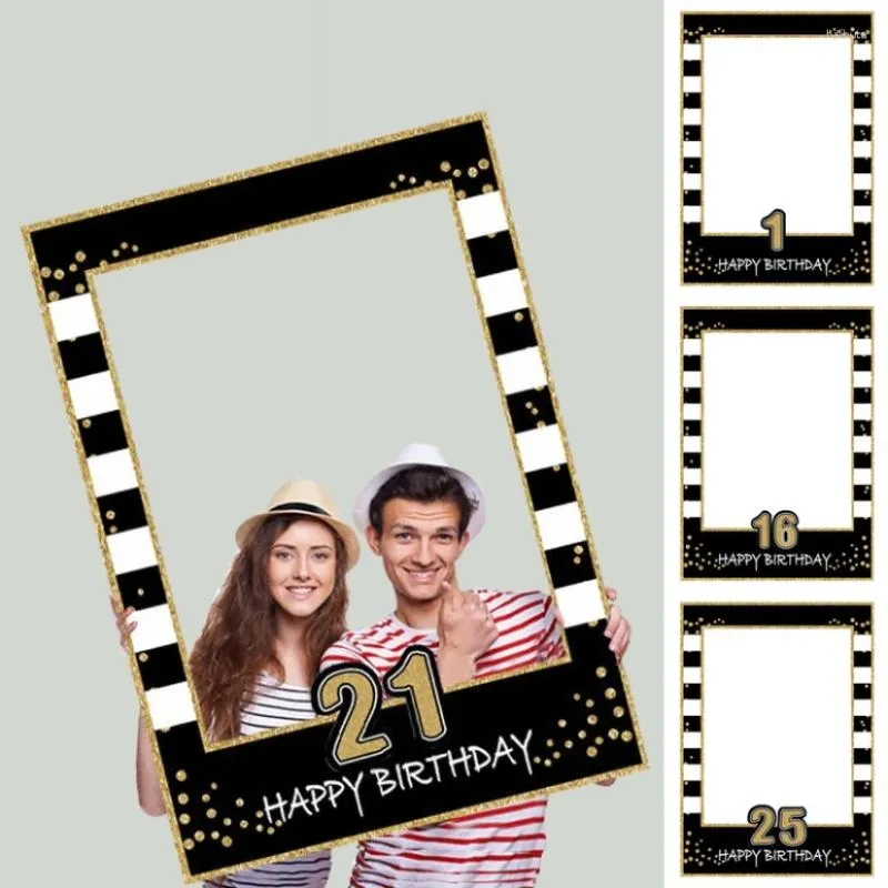 Party Decoration 1 40 50Th Birthday Po Frame Pography Paper Props Black Gold Color Funny Decorative