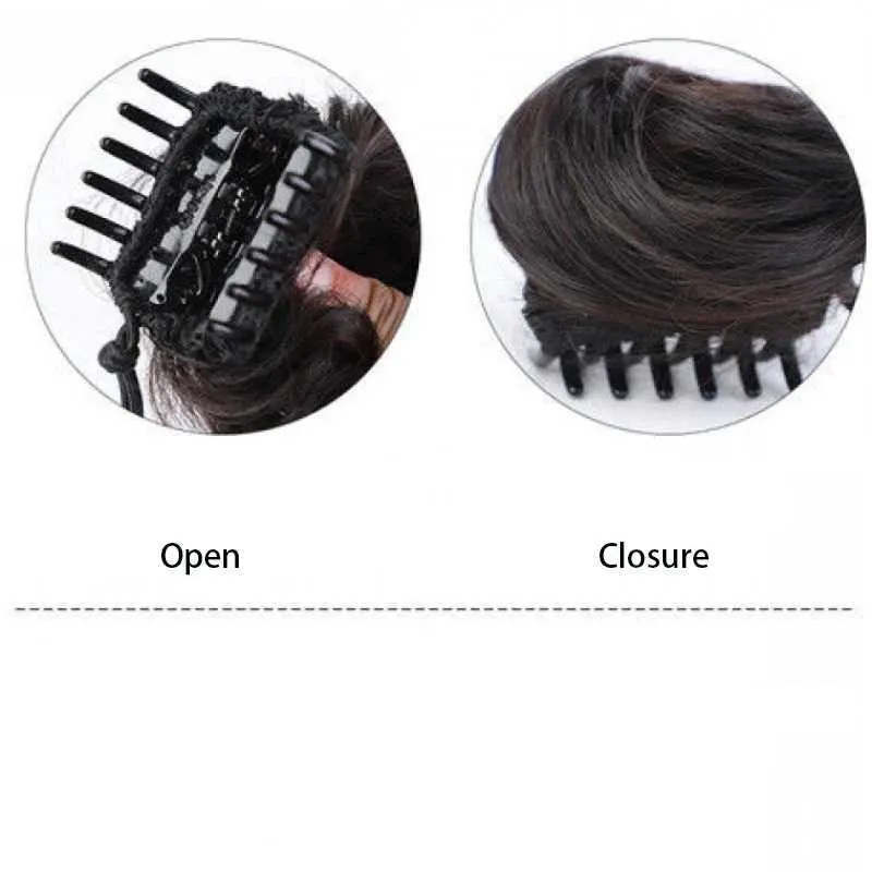 Perruques synthétiques filles bouclées bouclées chignon avec élastique brun noir noire anneau de cheveux synthétique enveloppe sur des queues de cheval raide pun sessy cravate 240329