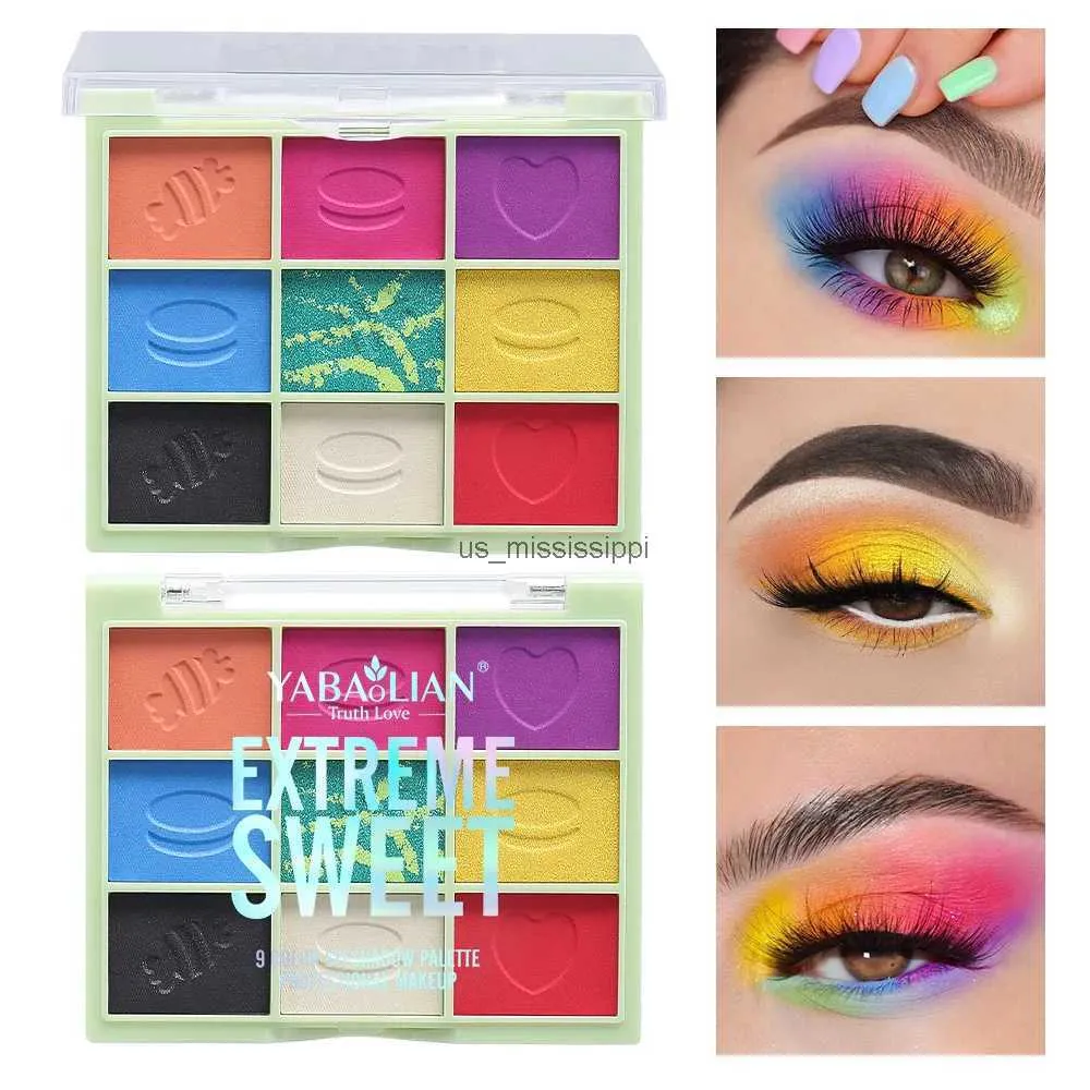 Fard à paupières 9 couleurs mat fard à paupières palette vert maquillage des yeux néon pigments étape couleur exagérée maquillage outils coréen femmes cosmétiques L2403