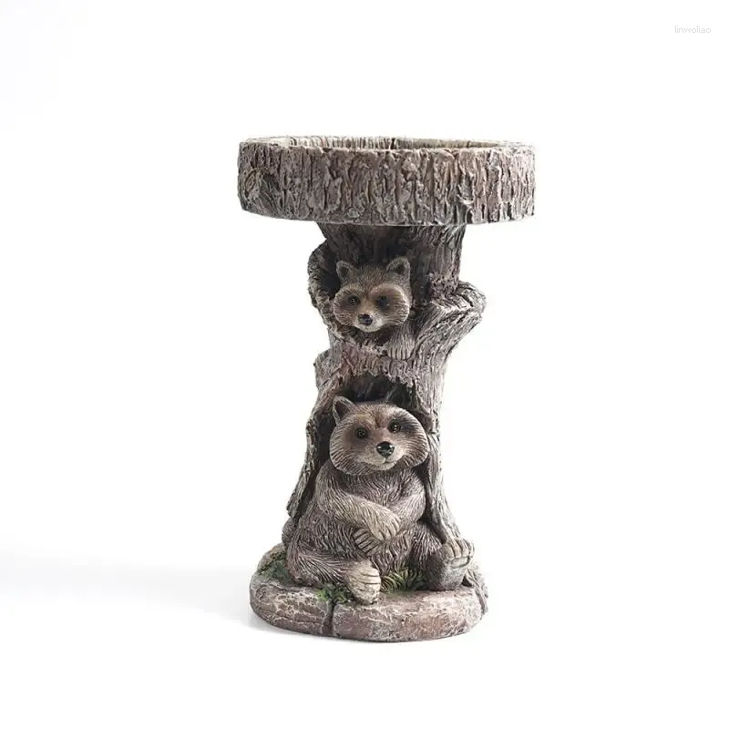 Garden Decorations Raccoon Ornament Exquisite Beautiful Durable Vibrant Colors Unique Design In Bird Drinking