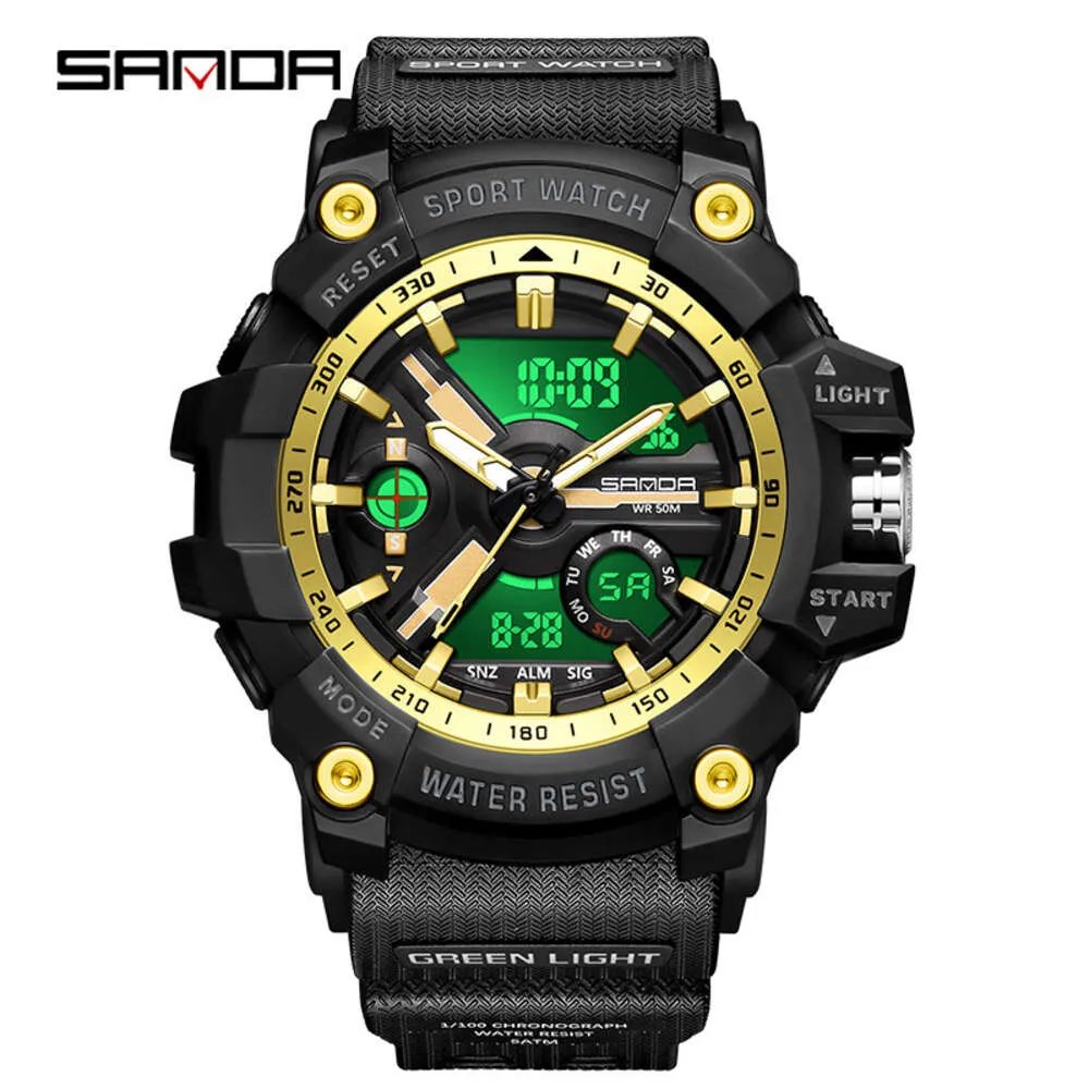 Sanda New Electronic Waterproof and Fashionable Trend 3179 Black Technology Multi Functional Shockproof Men's Watch