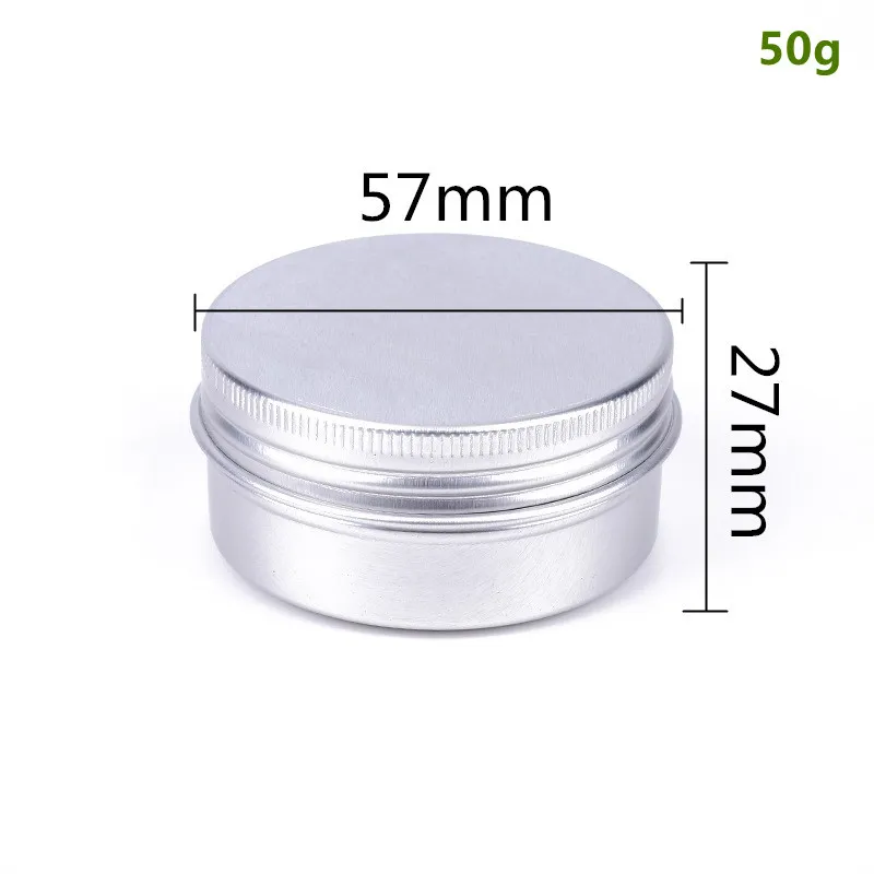 50 ml Zubehör leer Silber Aluminiumbehälter Gläser Flasche 1,76oz Kosmetische DAB -Werkzeug Aufbewahrung Wachs Metall Zinn Dosen Balsam Flasche Hüllen