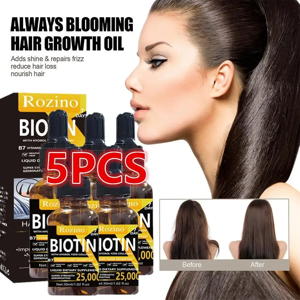 製品5PCSビオチン加水分解コラーゲン髪はエッセンシャルオイル髪を成長させる血清エッセンシャルトリートメント製品アンチヘアロスヌーリ