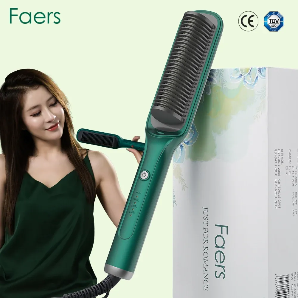 Ferro profissional alisador de cabelo escova elétrica escovas de cabelo íon negativo portátil pente quente antiescaldante cerâmica cuidados com o cabelo styler