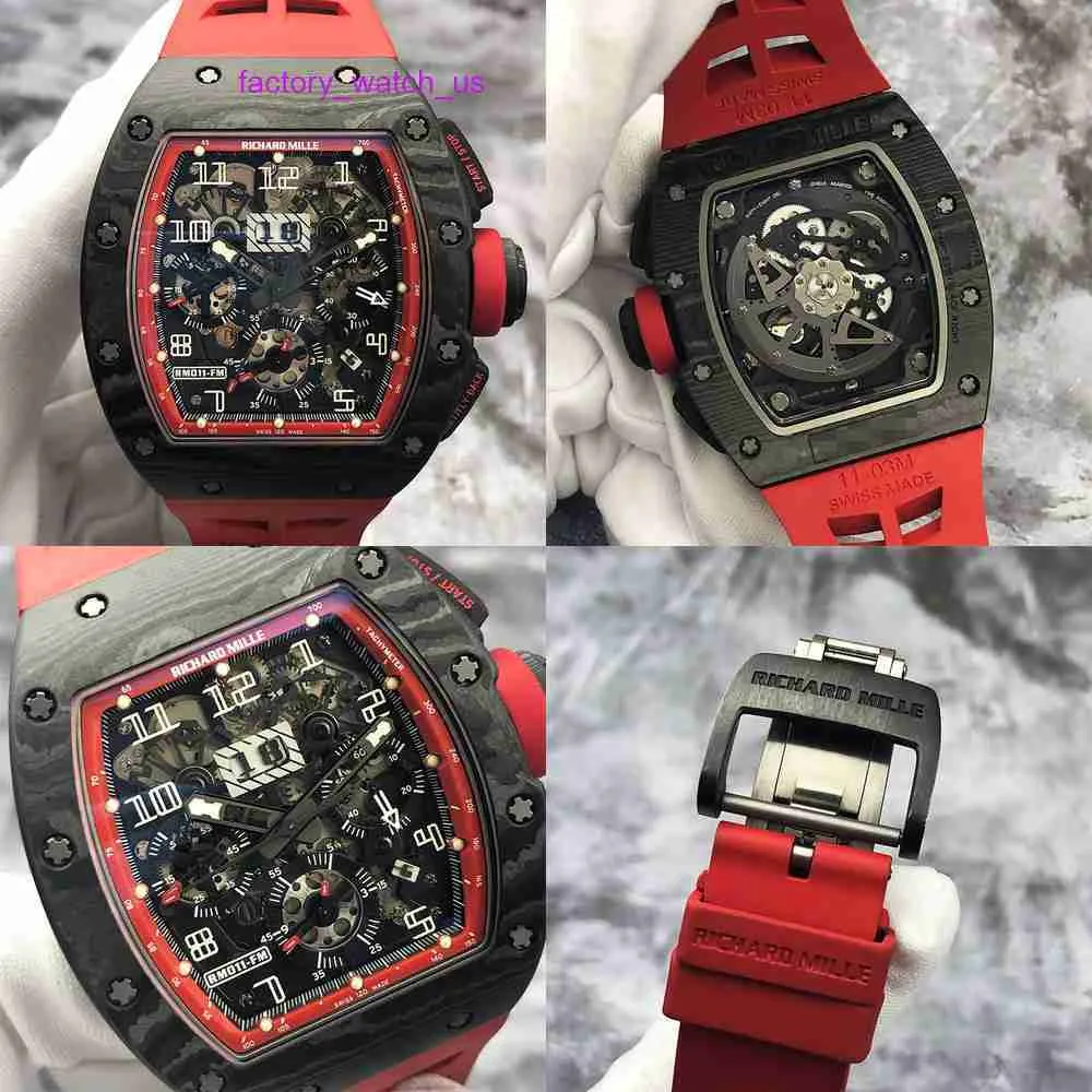 Ikonisk klocka RM Watch Celebrity Watch RM011-FM Mens Watch Ntpt Carbon Fiber Material Hollow Chronograph Mechanical Watch Type Type
