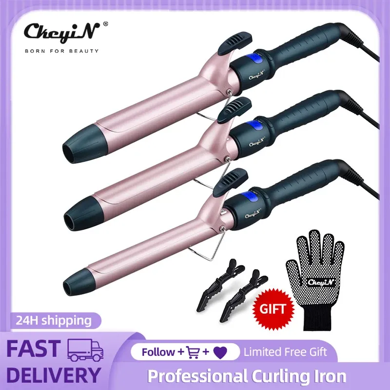 Irons Ckeyin 2538mm Hair Professional Curler Modeler en céramique Tourmaline Curl Barille Curling Wand Portable Long Short Hair Curler