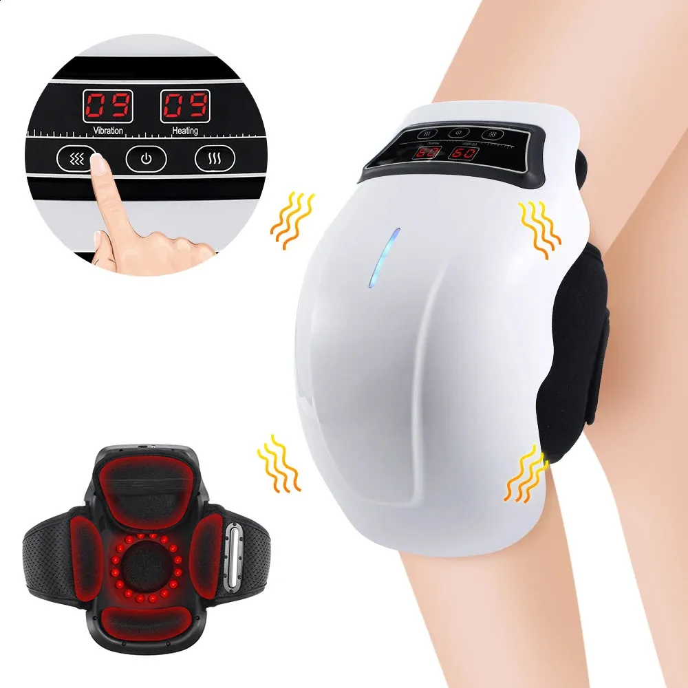 Masseur de genou électrique Compression soulagement de la douleur arthrite soins de santé physiothérapie chauffage Massage attelle infrarouge pression d'air 240314