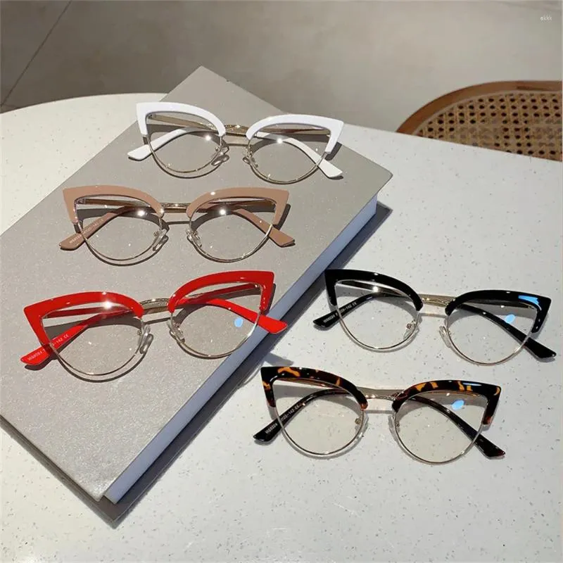 Sunglasses Retro Cat Eye Metal Anti Blue Light Glasses Fashion Women Frame Female Radiation Protection Eyeglasses