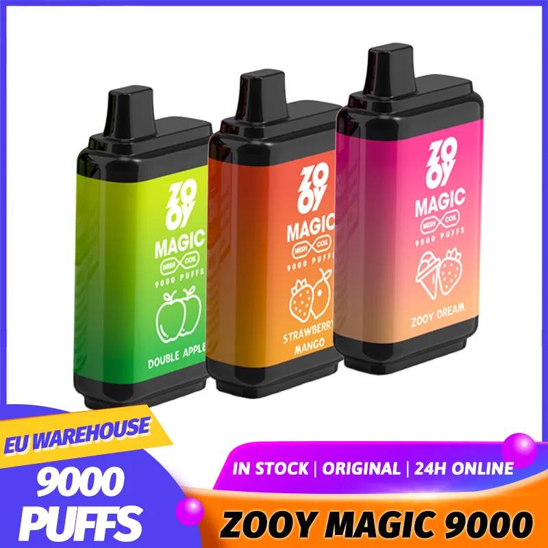 EU WAREHOUSE Original ZOOY MAGIC 9000 Puffs Tornado Einweg-Vapes E-Zigarette Puff Bar Bang 9K Vape Pen 16 ml vorgefüllte Karren wiederaufladbare Mesh-Spule 10 Geschmacksrichtungen 5 % NIC