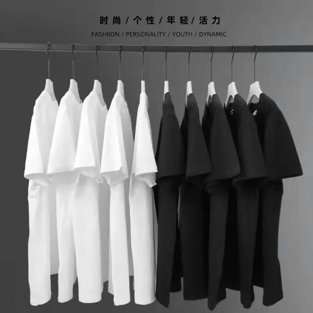 Camiseta curta pura, roupas de verão de meia manga, roupas masculinas, camiseta de algodão de cor sólida, camisa base de camiseta branca pura