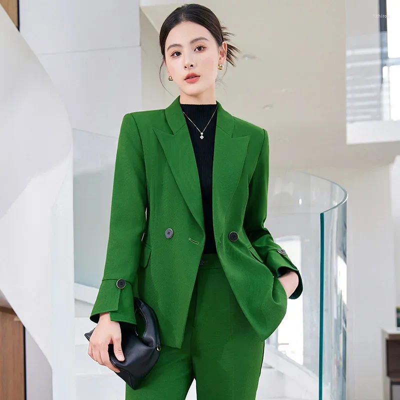 Women's Two Piece Pants Formal Uniform Designs Pantsuits Female Elegant Styles Business Work Wear Blazers Suits Professional Beauty Salon