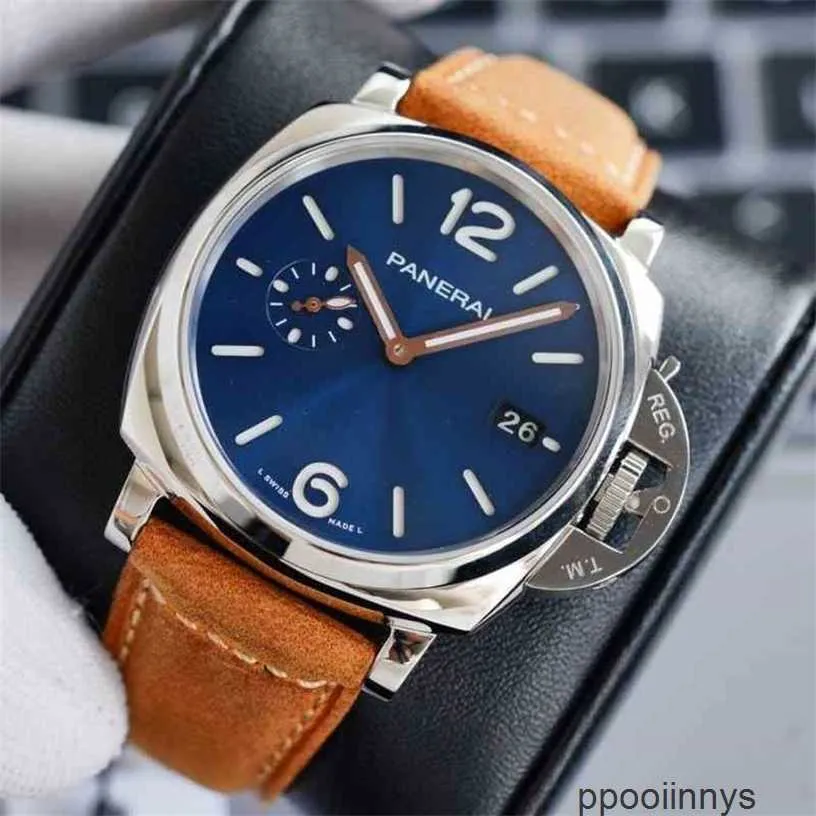 Relógio Swiss Made Panerai Sports Relógios PANERAISS Totalmente Automático Mecânico Masculino Natação Safira Couro Impermeável Relógios de Pulso Inoxidável WN-RJ1N