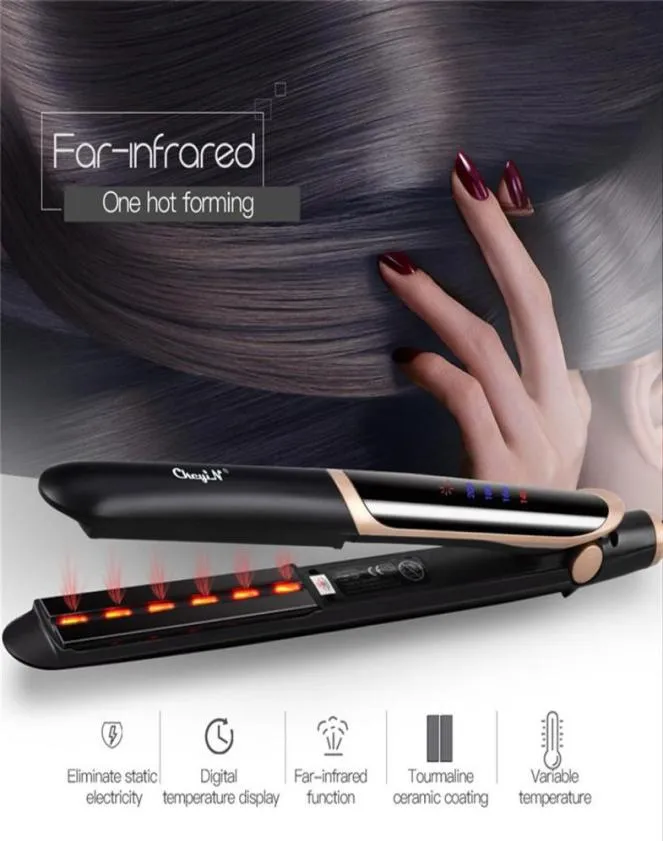 Professional Hair Straightener Curler Hair Flat Iron Negative Ion Infrared Hair Straighting Curling Iron Corrugation LED Display Q1640659