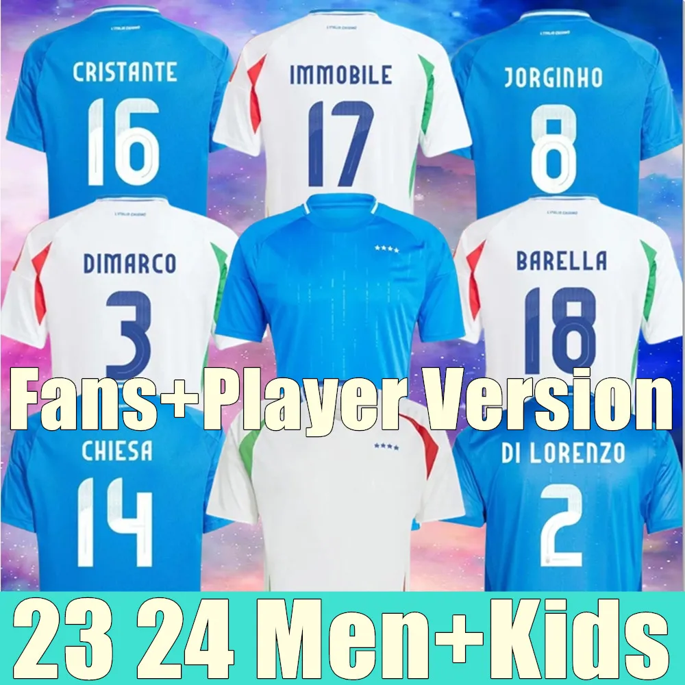 2024 ITALYS 125年記念日サッカージャージーバージョンMAGLIE DA CALCIO TOTTI VERRATTI CHIESA ITAIA 23 24フットボールシャツ男性セットキッズキットユニフォーム