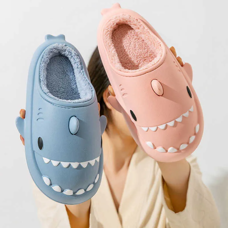 HBP Non-Brand Men Women Fuzzy Shark Slippers Adults Kids Fluffy Shoes Children Indoor Outdoor Plush Christmas Shark Slides Winter