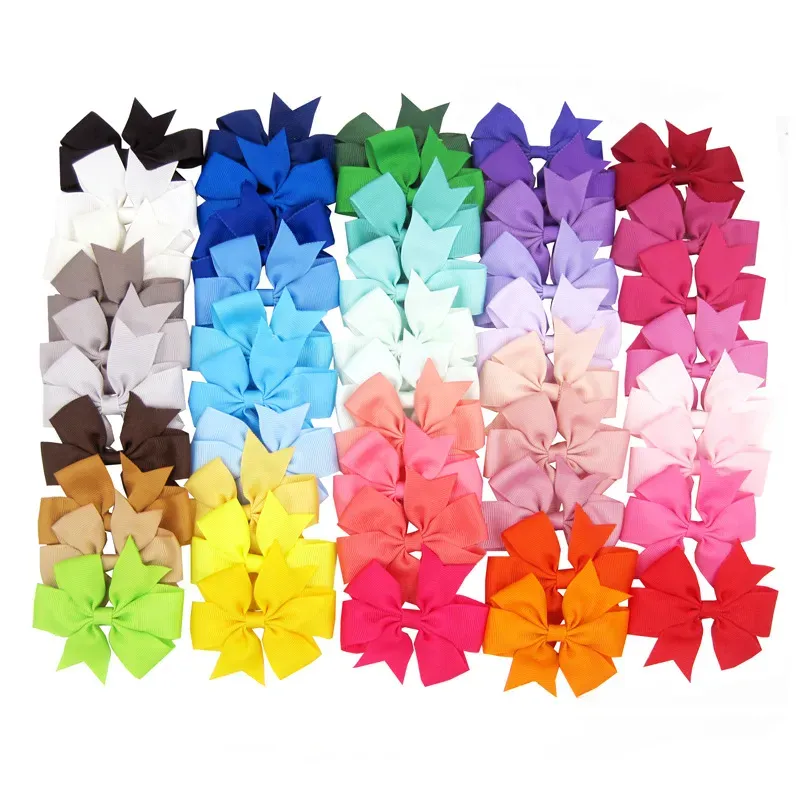 Baby Girls Bowknot Hair pins 3 inches Grosgrain Ribbon Bows With Alligator Clips Childrens Hair Accessories Kids Boutique Bow Barrette 