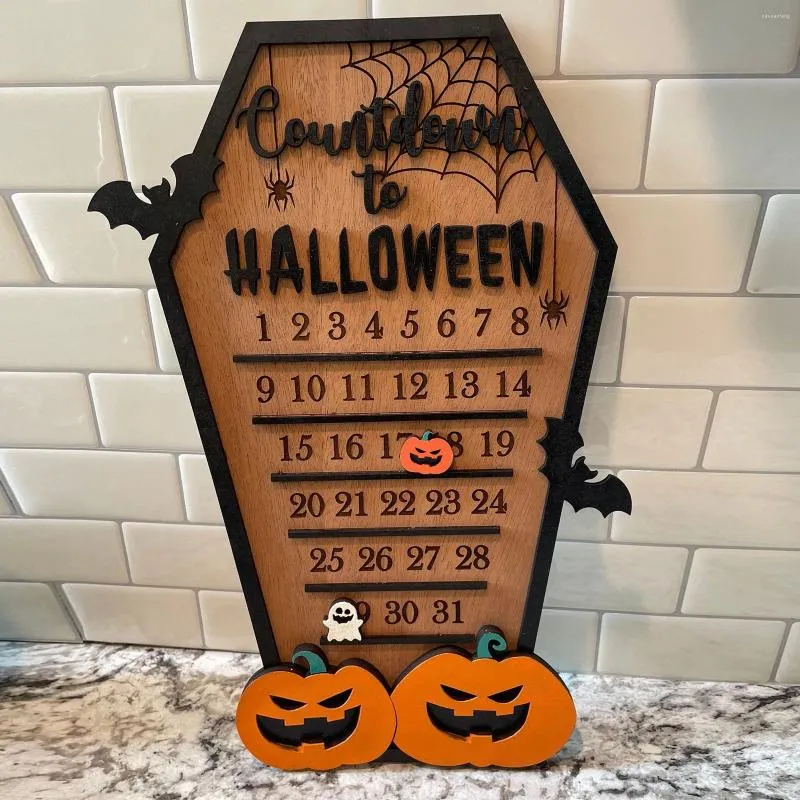 Decorazioni per feste Calendario per il conto alla rovescia di Halloween Avvento in legno Fantasma Pipistrello Zucca Decorazioni per la casa fai da te