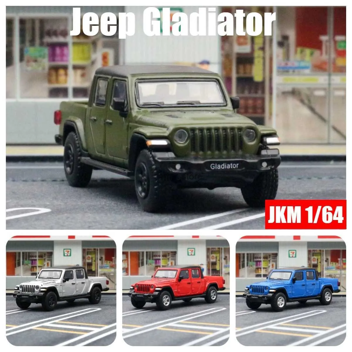 Diecast Model Cars 1 64 Jeep Rubicon Gladiator Pickup Miniature Model JKM 1/64 Toy Car Vehicle Free Wheel Diecast Alloy Collection Giftl2403